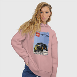 Толстовка оверсайз женская Toyota Racing Team, desert competition, цвет: пыльно-розовый — фото 2