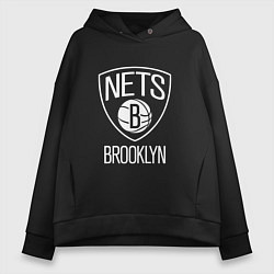 Женское худи оверсайз Бруклин Нетс логотип