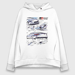 Толстовка оверсайз женская Toyota Gazoo Racing sketch, цвет: белый