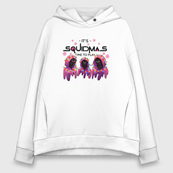 Толстовка оверсайз женская Its squidmas time to play, цвет: белый