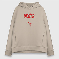 Толстовка оверсайз женская Декстер порез кровь, цвет: миндальный