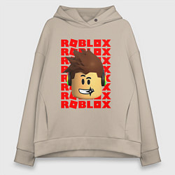 Толстовка оверсайз женская ROBLOX RED LOGO LEGO FACE, цвет: миндальный