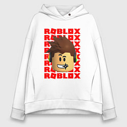 Толстовка оверсайз женская ROBLOX RED LOGO LEGO FACE, цвет: белый