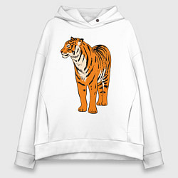Толстовка оверсайз женская Гордый независимый тигр, цвет: белый