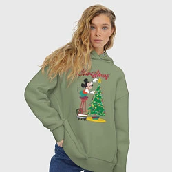 Толстовка оверсайз женская Mickeys Christmas, цвет: авокадо — фото 2