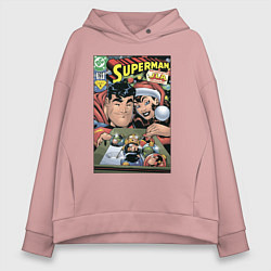 Толстовка оверсайз женская Супермен и Лоис обложка Superman 165, цвет: пыльно-розовый
