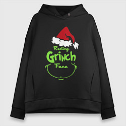 Толстовка оверсайз женская Resting Grinch Face, цвет: черный