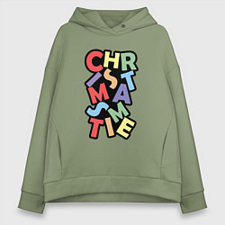 Толстовка оверсайз женская Christmas Time Рождественское Время, цвет: авокадо