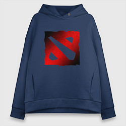 Толстовка оверсайз женская ЧЁРНО КРАСНОЕ ЛОГО ДОТА 2 DOTA 2 LOGO, цвет: тёмно-синий