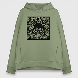 Толстовка оверсайз женская SKULL & BONES QR-code, цвет: авокадо