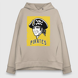 Толстовка оверсайз женская Pittsburgh Pirates baseball, цвет: миндальный