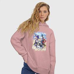 Толстовка оверсайз женская ГЕРОИ В ТЕВАЙТЕ ГЕНШИН ИМПАКТ, цвет: пыльно-розовый — фото 2
