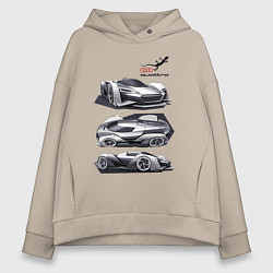 Толстовка оверсайз женская Audi motorsport concept sketch, цвет: миндальный