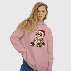 Толстовка оверсайз женская ГОБА БОГ ОЧАГА НОВОГОДНИЙ, цвет: пыльно-розовый — фото 2