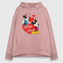 Толстовка оверсайз женская Mickey x Minnie Love, цвет: пыльно-розовый