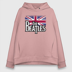 Толстовка оверсайз женская The Beatles Great Britain Битлз, цвет: пыльно-розовый