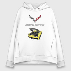 Толстовка оверсайз женская Chevrolet Corvette - этим всё сказано!, цвет: белый