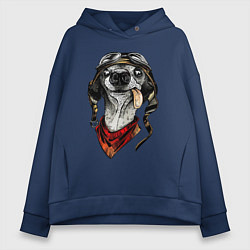Толстовка оверсайз женская Biker dog, цвет: тёмно-синий