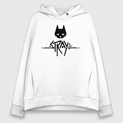 Толстовка оверсайз женская Stray: Black Logo, цвет: белый