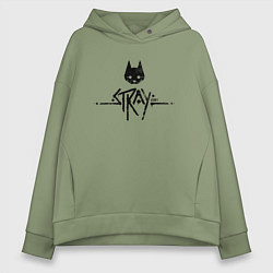 Толстовка оверсайз женская Stray: Black Logo, цвет: авокадо