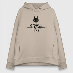 Толстовка оверсайз женская Stray: Black Logo, цвет: миндальный
