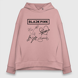 Женское худи оверсайз BLACKPINK АВТОГРАФЫ ЧЁРНЫЙ БЛЭКПИНК