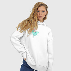 Толстовка оверсайз женская Чашечка кофе Сердечки, цвет: белый — фото 2
