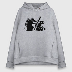 Толстовка оверсайз женская Мыши с гранатометом Banksy, цвет: меланж
