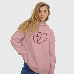 Толстовка оверсайз женская Два влюбленных сердца линией из игральных карт раз, цвет: пыльно-розовый — фото 2