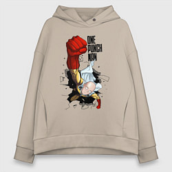 Толстовка оверсайз женская Saitama One Punch, цвет: миндальный