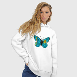 Толстовка оверсайз женская Бабочка - Казахстан, цвет: белый — фото 2