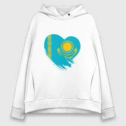 Толстовка оверсайз женская Сердце - Казахстан, цвет: белый