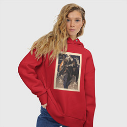 Толстовка оверсайз женская Sova арт, цвет: красный — фото 2