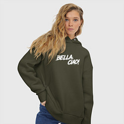 Толстовка оверсайз женская БУМАЖНЫЙ ДОМ, BELLA CIAO!, цвет: хаки — фото 2