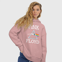 Толстовка оверсайз женская PINK FLOYD - ПИНК ФЛОЙД ЛОГОТИП, цвет: пыльно-розовый — фото 2