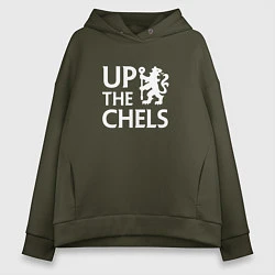 Толстовка оверсайз женская UP THE CHELS, Челси, Chelsea, цвет: хаки