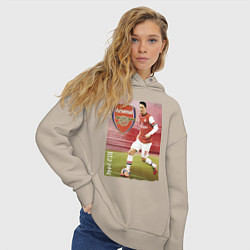 Толстовка оверсайз женская Arsenal, Mesut Ozil, цвет: миндальный — фото 2