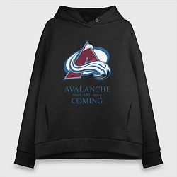 Толстовка оверсайз женская Colorado Avalanche are coming , Колорадо Эвеланш, цвет: черный