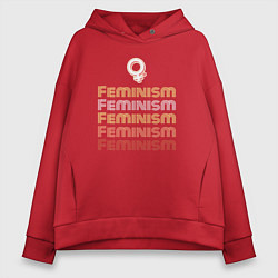 Толстовка оверсайз женская Feminism - retro, цвет: красный