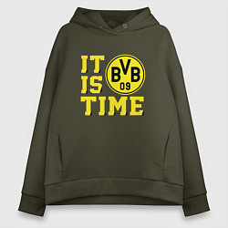 Толстовка оверсайз женская Borussia Dortmund Боруссия Дортмунд, цвет: хаки