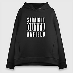 Толстовка оверсайз женская Liverpool Straight Outta Anfield Ливерпуль, цвет: черный