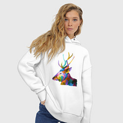 Толстовка оверсайз женская Цветной олень Colored Deer, цвет: белый — фото 2