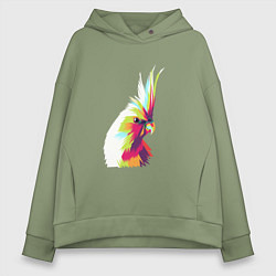 Женское худи оверсайз Цветной попугай Colors parrot
