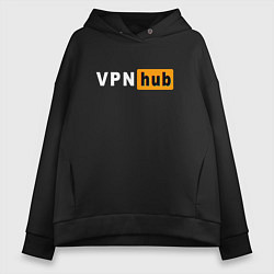 Толстовка оверсайз женская VPNHUB ДЛЯ ВЗРОСЛЫХ, цвет: черный