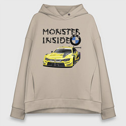 Толстовка оверсайз женская BMW M Power Monster inside, цвет: миндальный