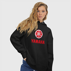 Толстовка оверсайз женская Yamaha Логотип Ямаха, цвет: черный — фото 2