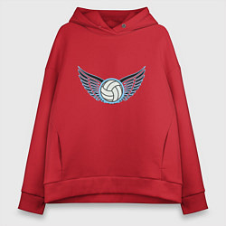 Толстовка оверсайз женская Volleyball Wings, цвет: красный