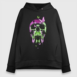 Женское худи оверсайз Skull & Butterfly Neon