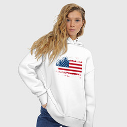 Толстовка оверсайз женская Американский флаг Stars, цвет: белый — фото 2