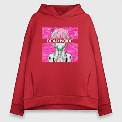 Толстовка оверсайз женская Аянами Рей Dead Inside, цвет: красный